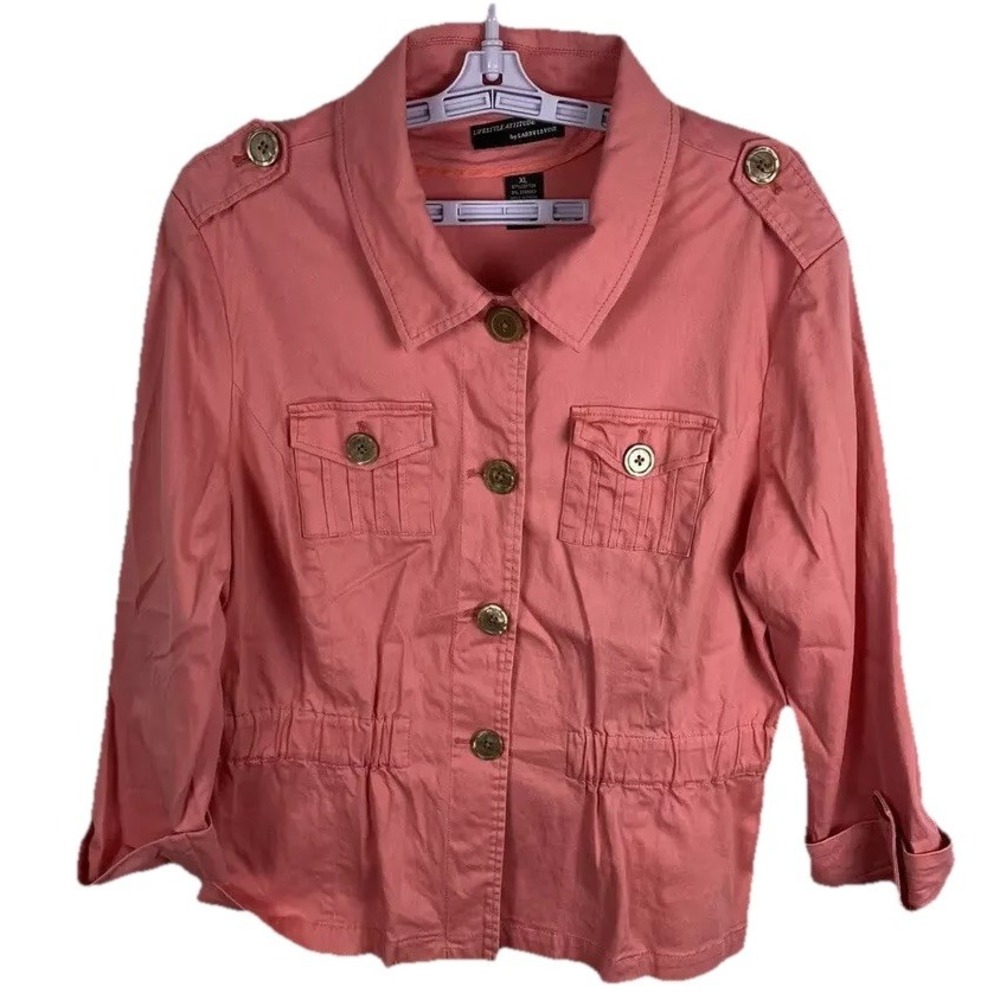 Lifestyle Attitude By Larry Levine Pink Jacket Size XL Barbie Preppy Casual Girl